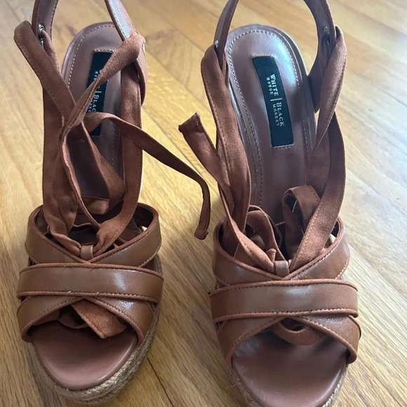 Ankle Lace up Espadrille sandals, brown open toe. 4 inch heel, women’s size 8. - Picture 1 of 6